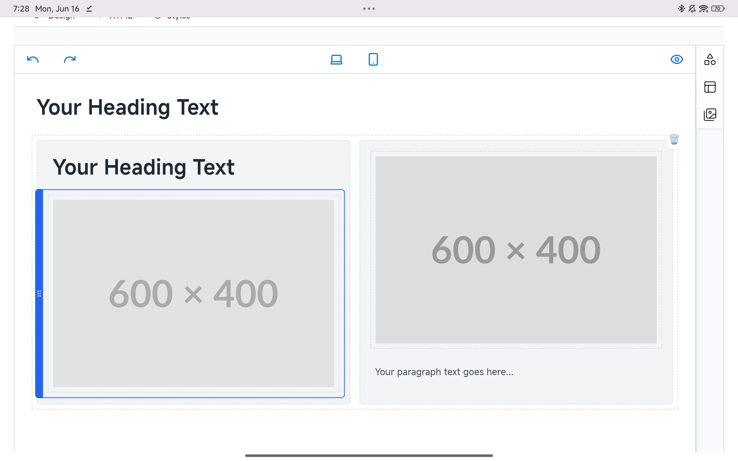 A screenshot/snapshot of the PageBuilder that I'm still working on for a recent freelance client.