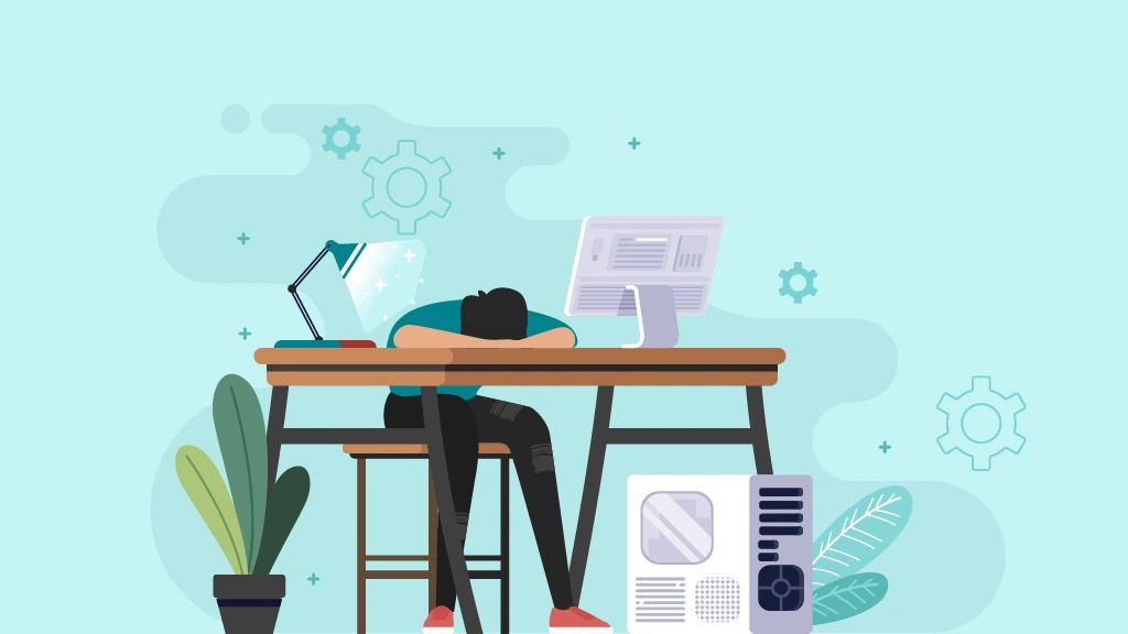 An illustrated image of a techie who's experiencing loneliness and isolation.