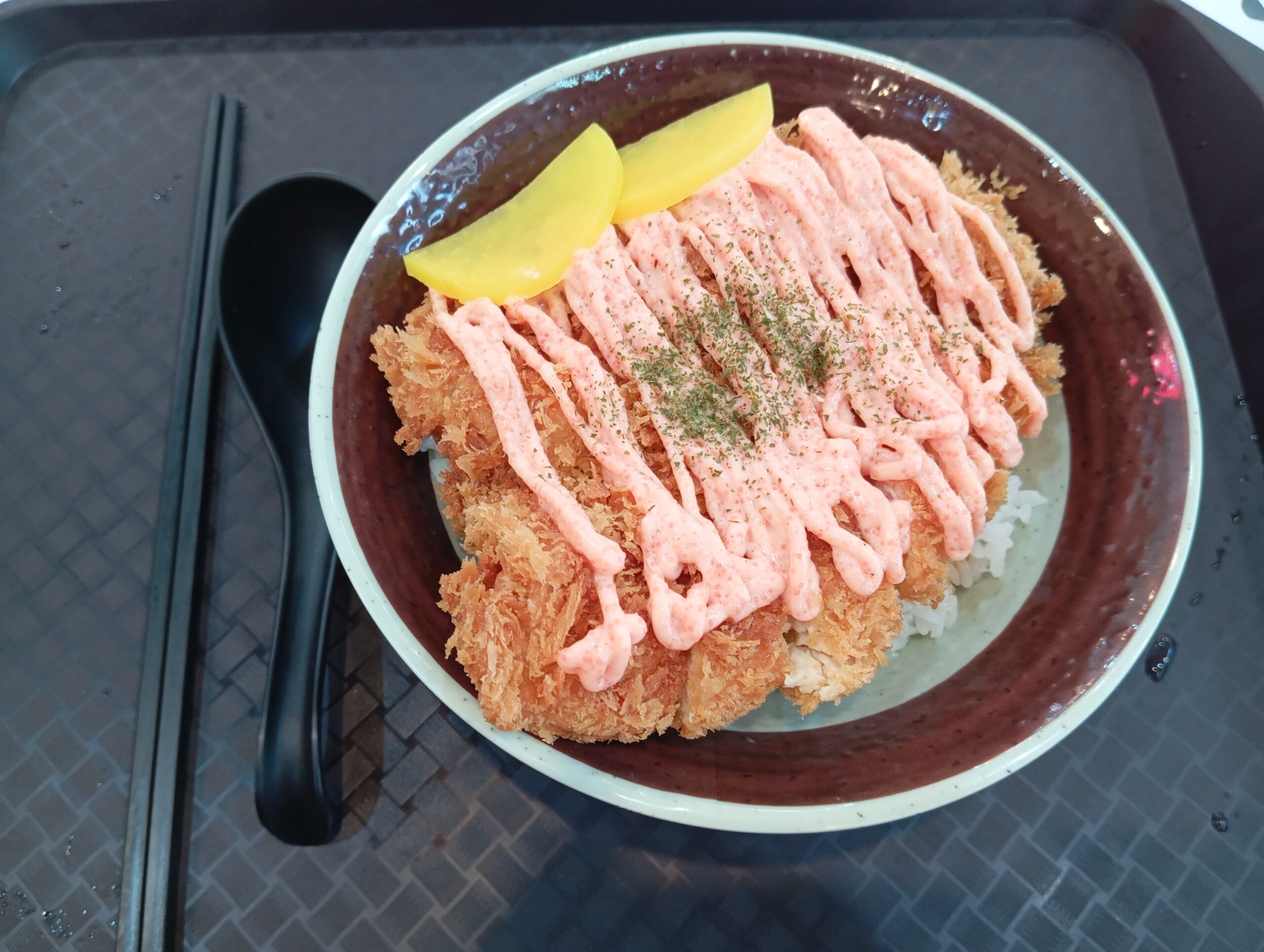 A photo of the Katsu Chicken Don with Mentaiko sauce.