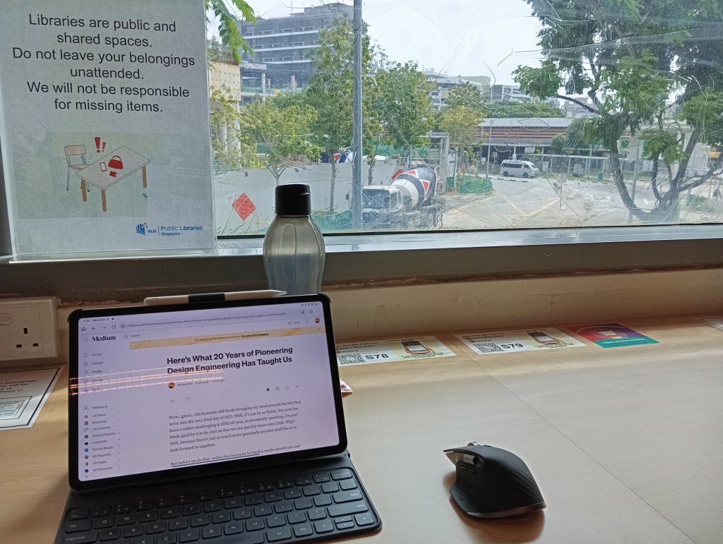 Here's a photo our our view from inside the neighbourhood regional library.