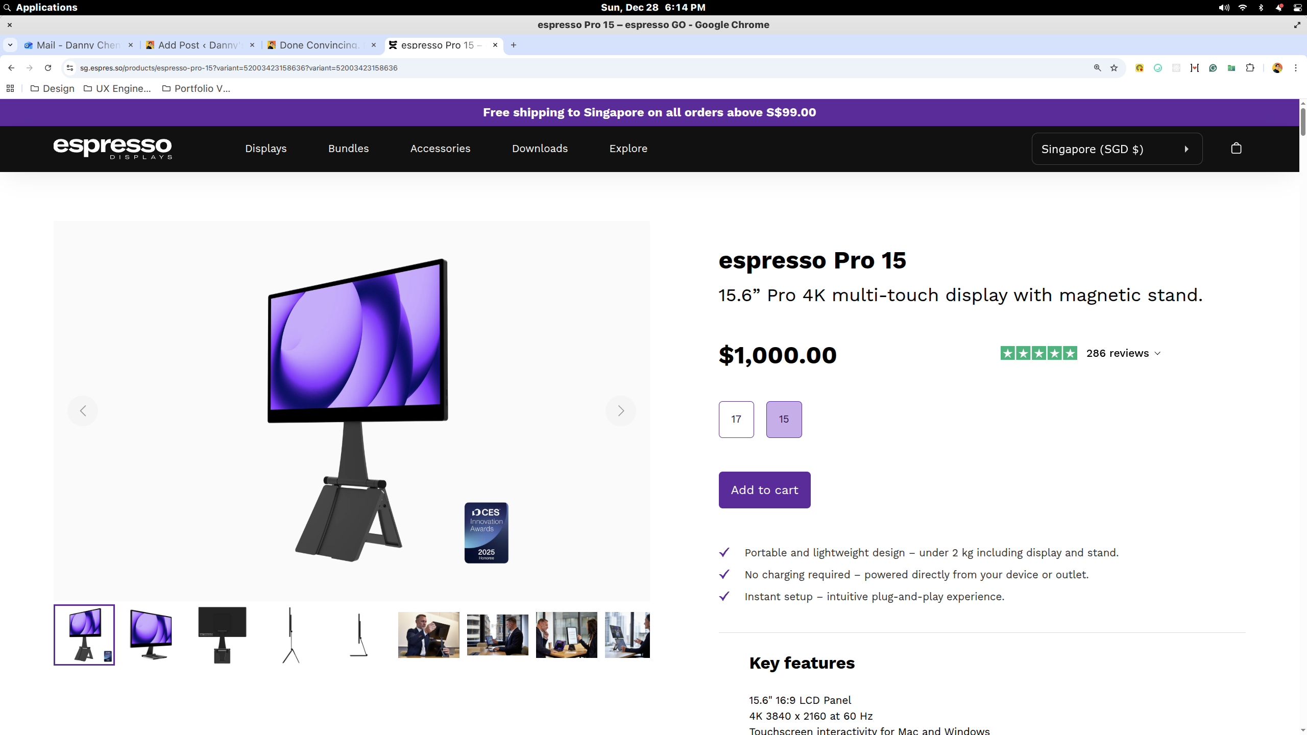 A screenshot of the espresso Pro 15 by espressoDisplays.