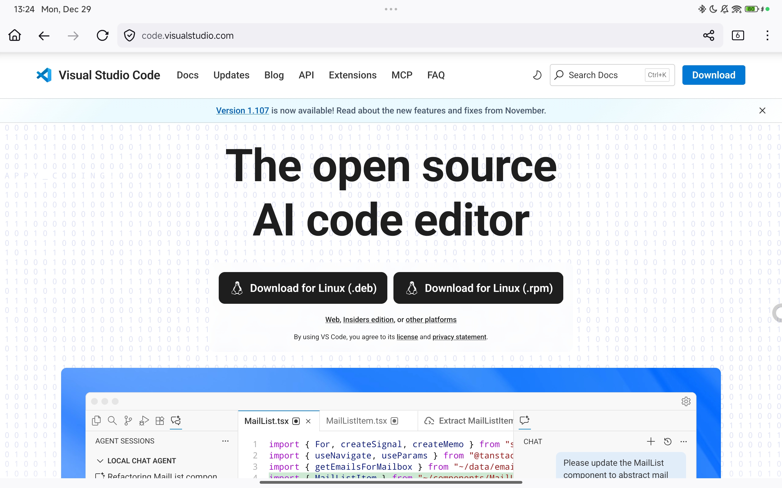 Screenshot of the VS Code Editor