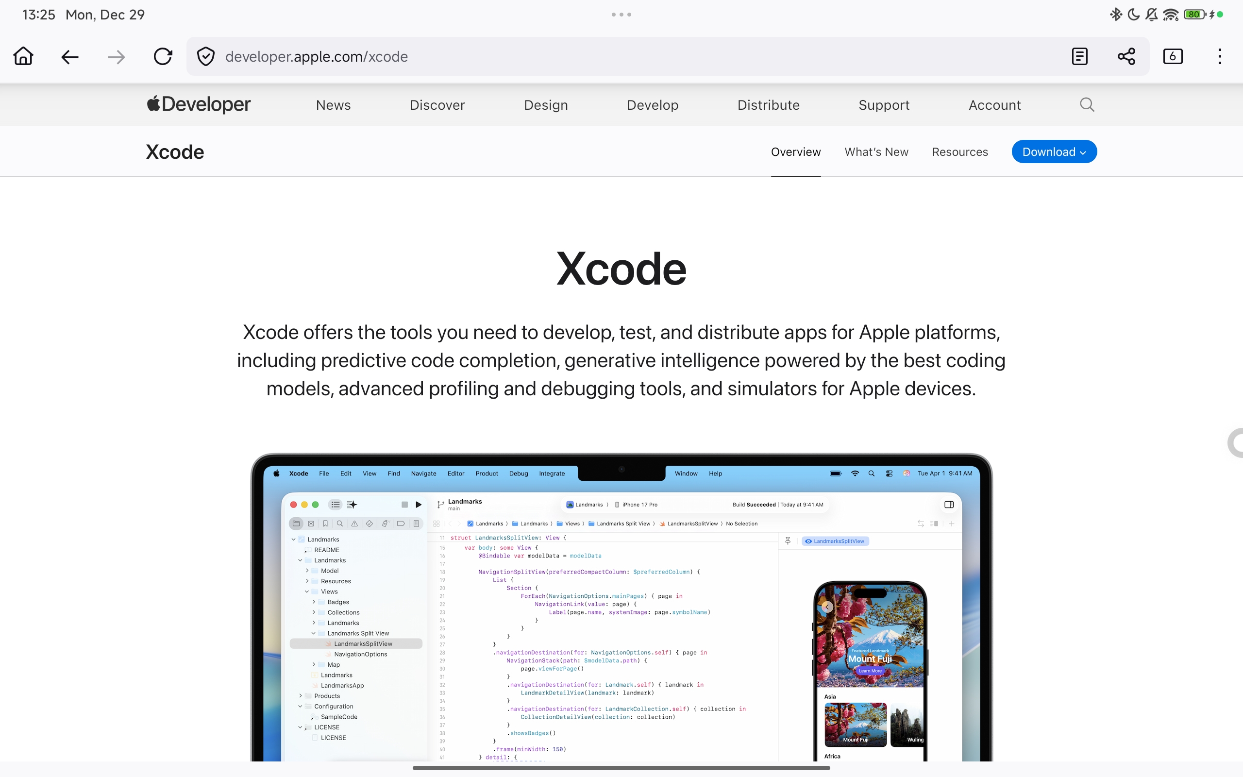 Screenshot of the Xcode IDE from Apple's Store.