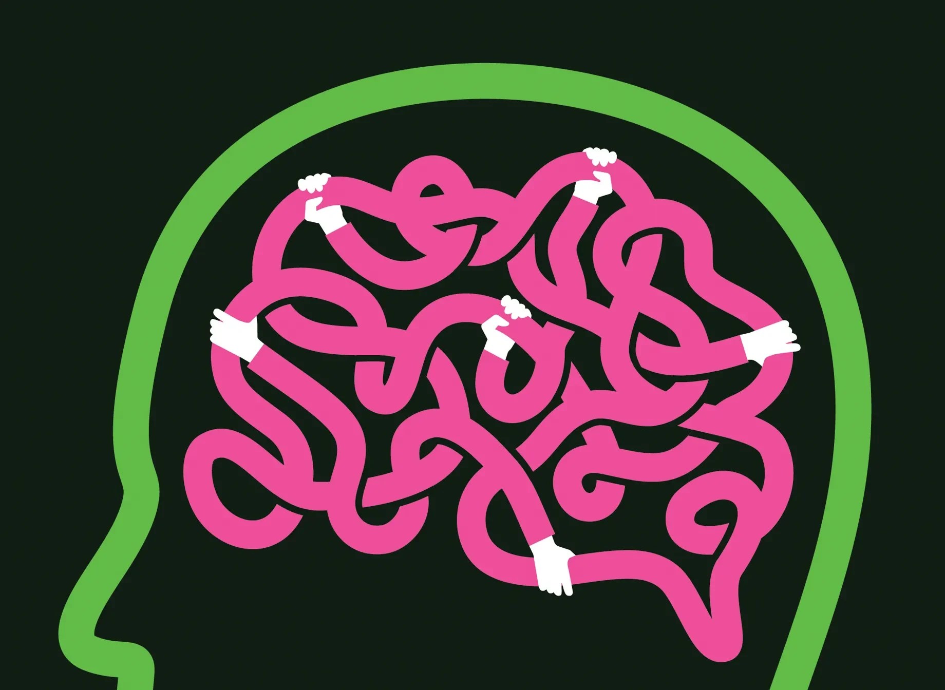 An illustration of a brain with interconnecting wiring.